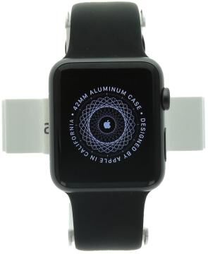 Apple Watch (Series 1) 42mm Aluminiumgehäuse Spacegrau mit Sportarmband Schwarz Aluminium Spacegrau