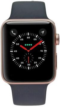 Apple Watch (Series 2) 42mm Aluminiumgehäuse Rosegold mit Sportarmband mitternachtsblau Aluminium Rosegold