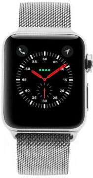 Apple Watch Series 3 Edelstahlgehäuse silber 38mm mit Milanaise-Armband silber (GPS + Cellular) edelstahl silber