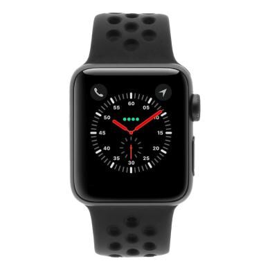 Apple Watch Series 3 Aluminiumgehäuse grau 38mm mit Nike Sportarmband anthrazit/schwarz (GPS + Cellular) aluminium spacegrau