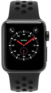 Apple Watch Series 3 Aluminiumgehäuse grau 38mm mit Nike Sportarmband anthrazit/schwarz (GPS + Cellular) aluminium spacegrau