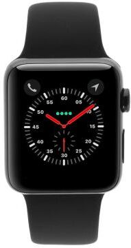 Apple Watch Series 3 Edelstahlgehäuse schwarz 42mm mit Sportarmband schwarz (GPS + Cellular) edehlstahl schwarz