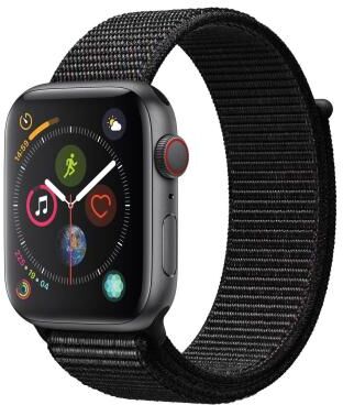 Apple Watch Series 4 Aluminiumgehäuse grau 44mm mit Sport Loop schwarz (GPS + Cellular) aluminium grau