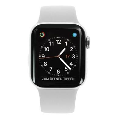 Apple Watch Series 4 Edelstahlgehäuse silber 40mm mit Sportarmband weiss (GPS+Cellular) edelstahl silber