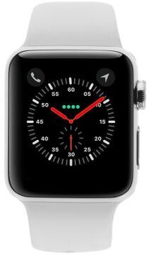 Apple Watch Series 3 Edelstahlgehäuse 38mm silber mit Sportarmband weiss (GPS + Cellular) edelstahl silber