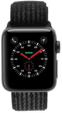 Apple Watch Series 3 Aluminiumgehäuse grau 38mm mit Nike+ Sport Loop schwarz/platinum-grau (GPS + Cellular) aluminium grau