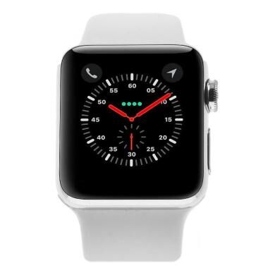 Apple Watch Series 2 Edelstahlgehäuse silber 38mm mit Sportarmband weiss edelstahl silber