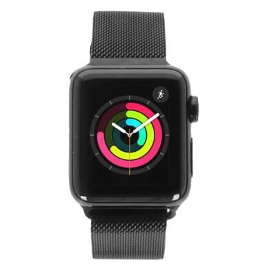 Apple Watch Series 3 Edelstahlgehäuse schwarz 38mm mit Milanaise-Armband schwarz (GPS + Cellular) Edelstahl schwarz
