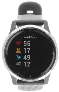 Garmin Vivoactive 4 Edelstahlgehäuse grau 44mm mit Silikonarmband grau