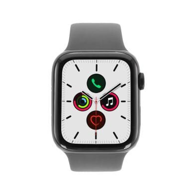 Apple Watch Series 5 Edelstahlgehäuse schwarz 44mm mit Sportarmband piniengrün (GPS + Cellular) schwarz