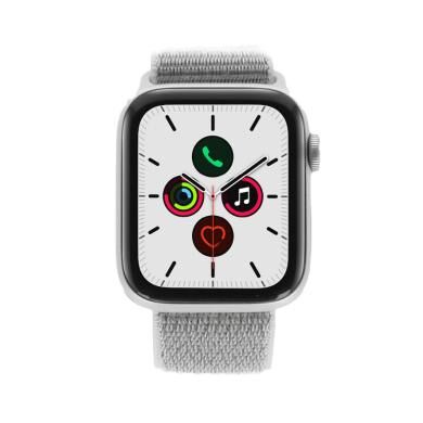 Apple Watch Series 5 Aluminiumgehäuse silber 44mm mit Sport Loop eisengrau (GPS + Cellular) silber
