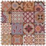 polstereibedarf-online Naturfaser Baumwoll Möbelstoff Lissabon Terracotta im Azulejos Design