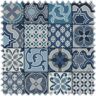 polstereibedarf-online Naturfaser Baumwoll Möbelstoff Lissabon Blau im Azulejos Design