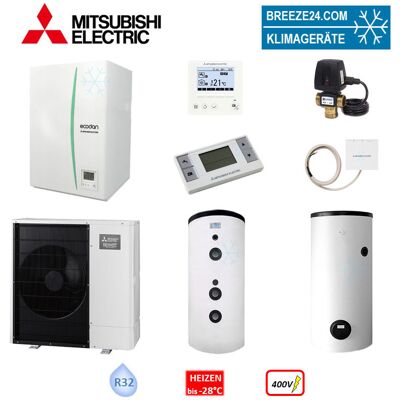 Mitsubishi Electric Wärmepumpen Komplett Set zum Heizen PUD-SHW140YAA + EHSC-YM9ED+2 x Speicher 400V Mitsubishi Electric Wärmepumpen Komplett Set zum Heizen PUD-SHW140YAA + EHSC-YM9ED+2 x Speicher 400V