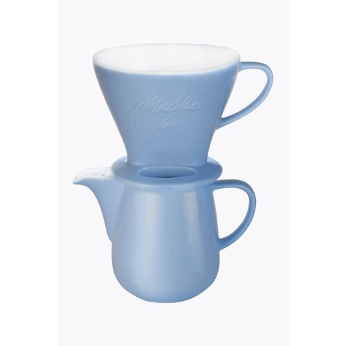 Melitta Bundle Kaffeefilter Porzellan 1x4 + Porzellan Kaffeekanne 0,6l Eisblau