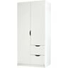 Höffner Kleiderschrank 2-türig  Alvin ¦ weiß ¦ Maße (cm): B: 91 H: 197 T: 54