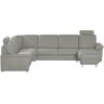 meinSofa Wohnlandschaft Leder Carolin ¦ grau ¦ Maße (cm): B: 336 H: 9