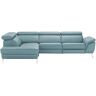 uno Ecksofa Leder  Dallas ¦ blau ¦ Maße (cm): B: 283 H: 74 T: 228