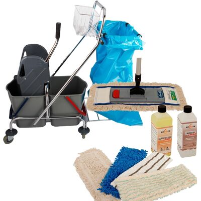Axis Line Wischmop Komplettset mit Doppelfahreimer Chrom 2x17 Liter mit Axis Line Wischmop Komplettset mit Doppelfahreimer Chrom 2x17 Liter mit