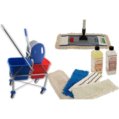 Axis Line Wischmop Komplettset mit Doppelfahrwagen extra hoch und Ersatzmöppe Axis Line Wischmop Komplettset mit Doppelfahrwagen extra hoch und Ersatzmöppe