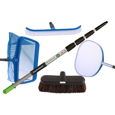 Axis Line 6m Teleskop Pool-/Teich-Set mit 2x Kescher und 2x Bürste Axis Line 6m Teleskop Pool-/Teich-Set mit 2x Kescher und 2x Bürste