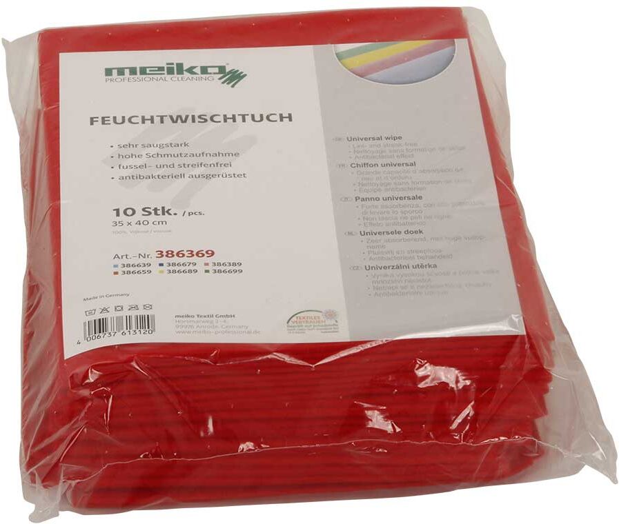 Axis24 GmbH 10er Pack beschichtetes Meiko Feuchtwischtuch 35 x 40 rot Reinigungstuch