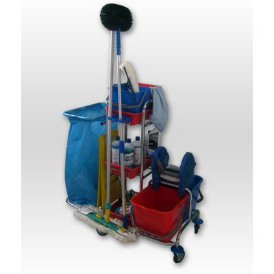 Axis Line Reinigungswagen Servicewagen mit Müllständer,Ablagefächer,Eimer Axis Line Reinigungswagen Servicewagen mit Müllständer,Ablagefächer,Eimer