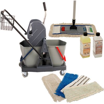 Axis Line Wischmop Komplettset mit Doppelfahrwagen Reinigungswagen 17 Liter Axis Line Wischmop Komplettset mit Doppelfahrwagen Reinigungswagen 17 Liter