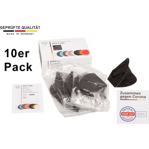Axis Line 10 x FFP2 Maske schwarz MADE IN GERMANY Sparpack mit dermatest