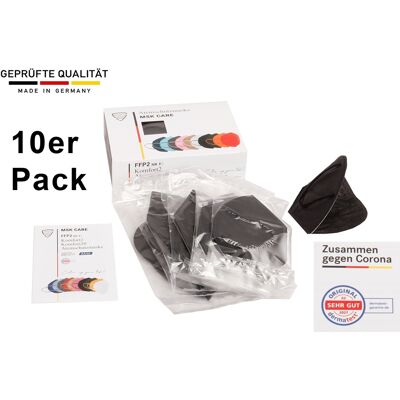 Axis Line 10 x FFP2 Maske schwarz MADE IN GERMANY Sparpack mit dermatest Axis Line 10 x FFP2 Maske schwarz MADE IN GERMANY Sparpack mit dermatest
