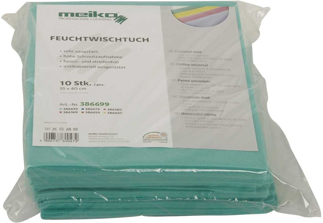 Axis24 GmbH 10er Pack beschichtetes Meiko Feuchtwischtuch 35 x 40 grün Reinigungstuch