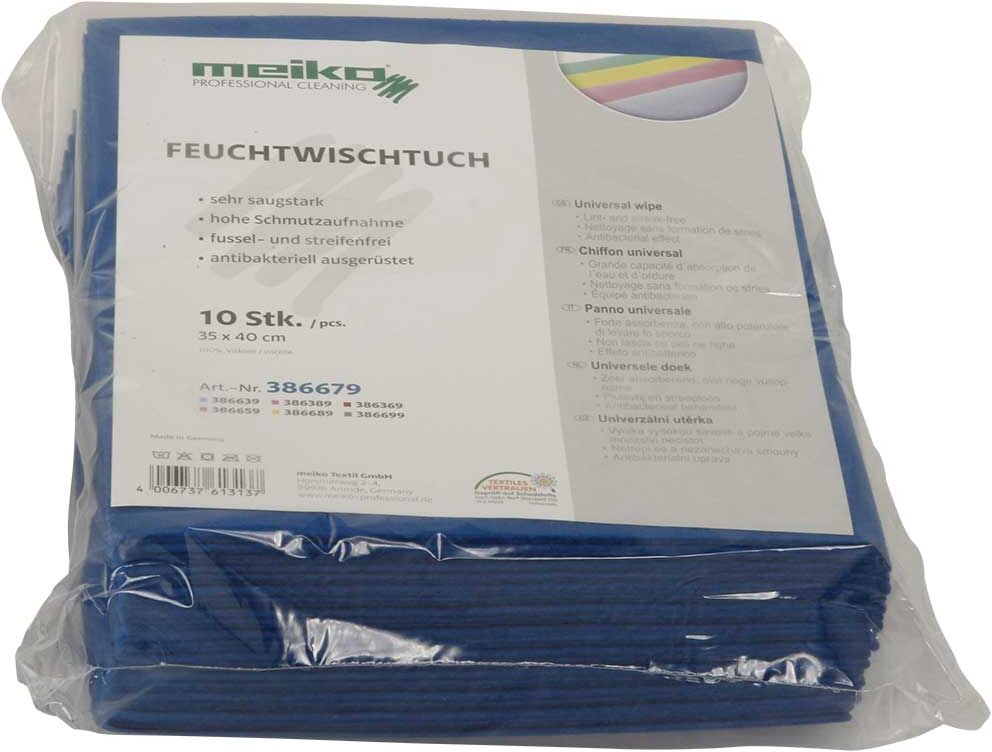 Axis24 GmbH 10er Pack beschichtetes Meiko Feuchtwischtuch 35 x 40 blau Reinigungstuch