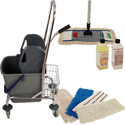 Axis Line Wischmop Komplettset mit Einfachfahreimer Chrom 27 l - Platzwunder und Axis Line Wischmop Komplettset mit Einfachfahreimer Chrom 27 l - Platzwunder und