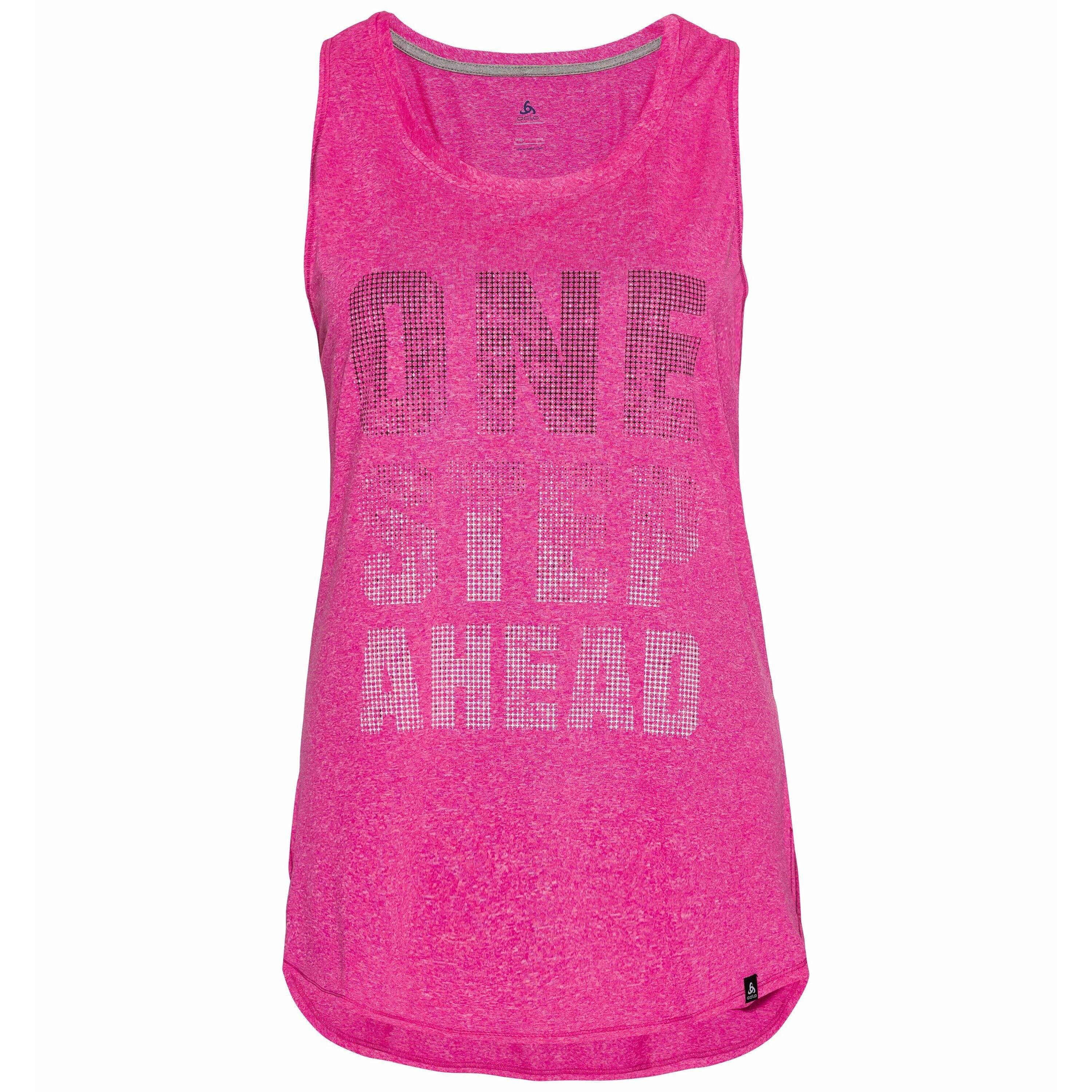 Odlo BL TOP HELLE Unterhemd mit Rundhalsausschnitt, female, pink glo melange with TRAIN print FW17, XS