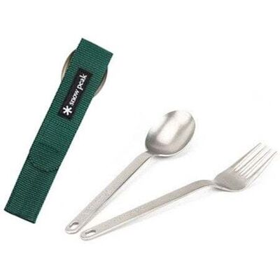 Snow Peak Titanium Fork & Spoon Set Grün Snow Peak Titanium Fork & Spoon Set Grün
