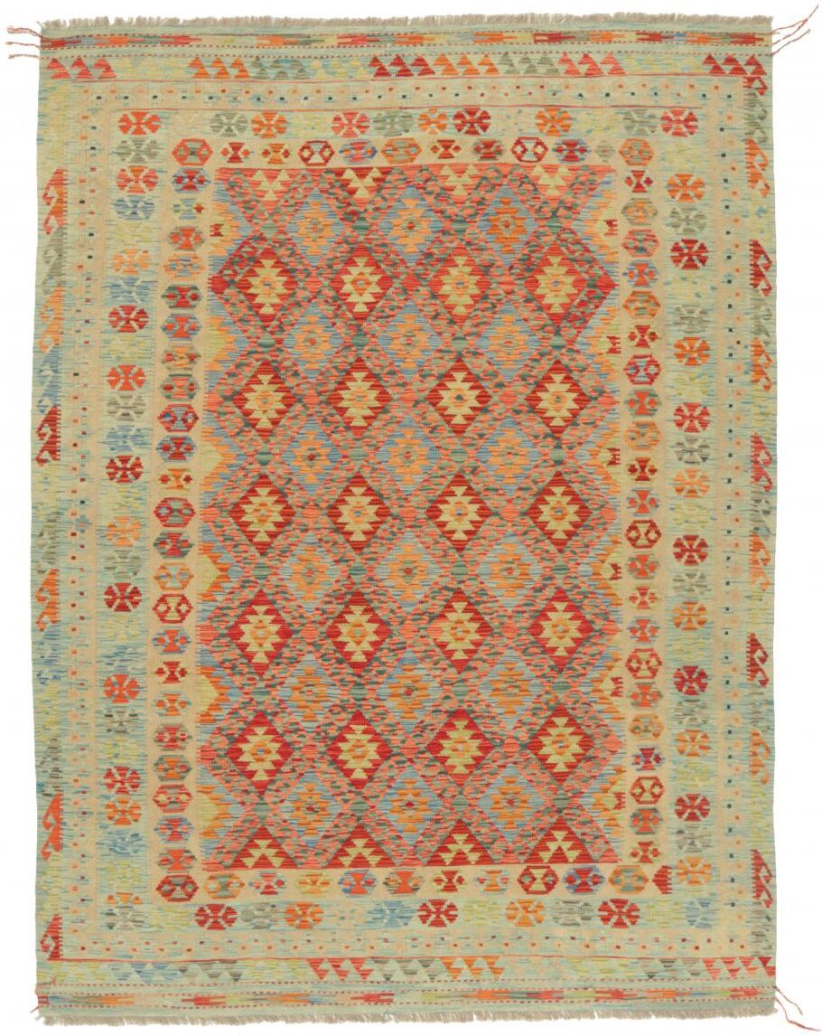 Nain Trading Handgewebter Teppich Kelim Afghan 276x208 Beige/Orange (Wolle, Afghanistan)