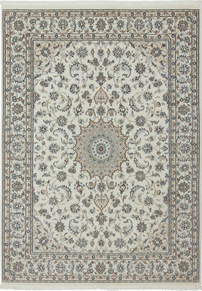 Nain Trading Perserteppich Nain 9La Sherkat Signiert 204x147 Dunkelgrau/Beige (Handgeknüpft, Persien/Iran, Wolle)