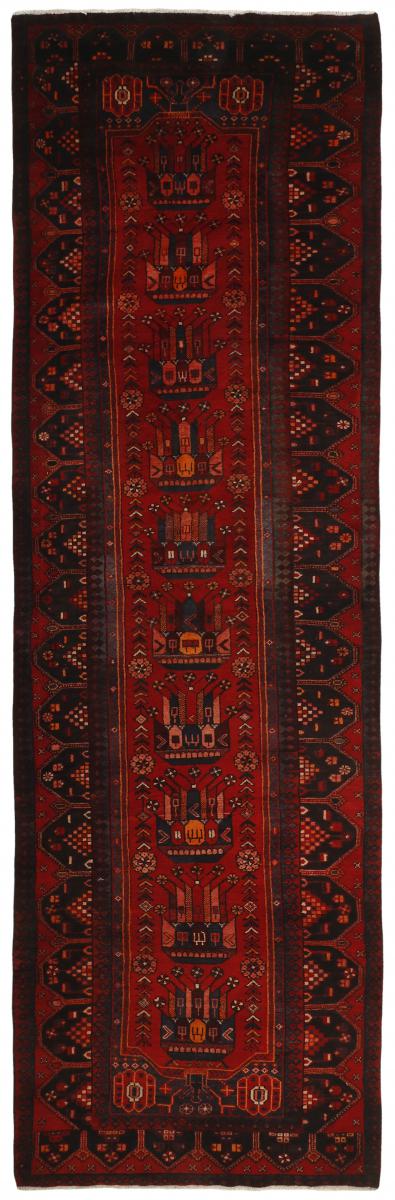 Nain Trading Orientalischer Khamseh Teppich 392x117 Dunkelgrau/Dunkelbraun (Persien/Iran, Wolle, Handgeknüpft)