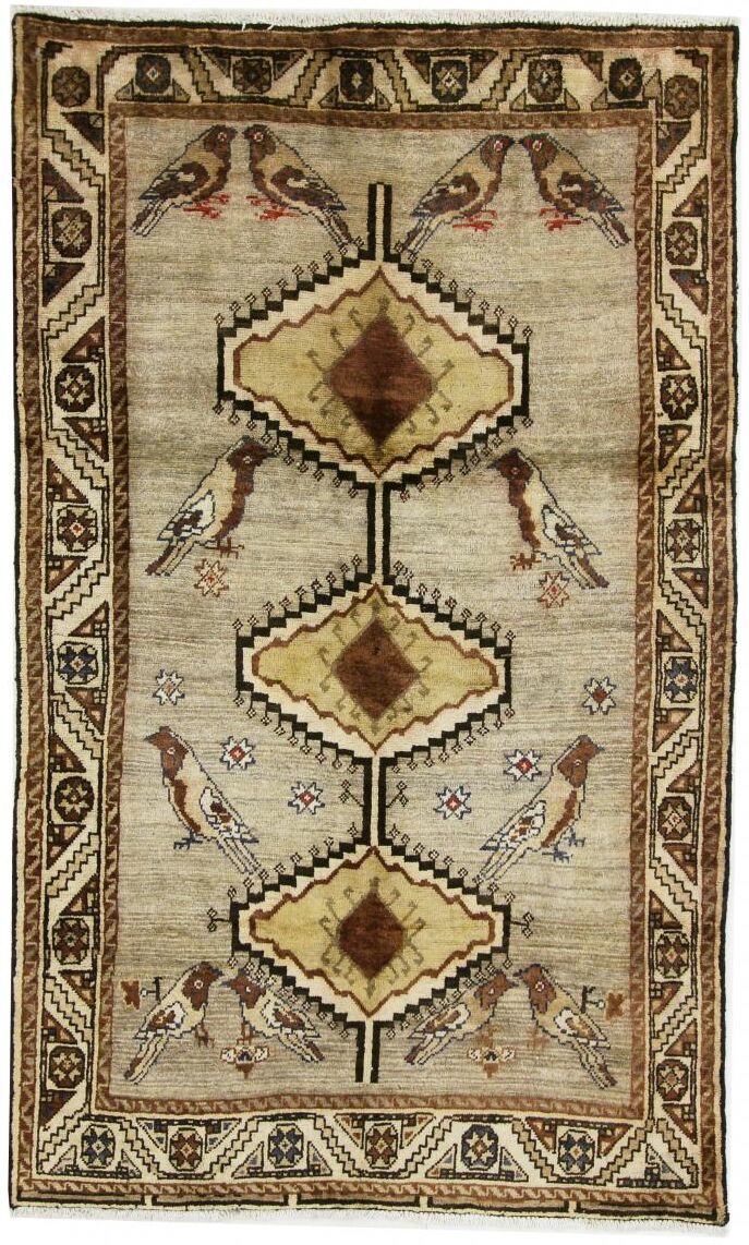 Nain Trading Persischer Perser Gabbeh Nomaden Teppich 221x131 Beige/Braun (Wolle, Persien/Iran, Handgeknüpft)