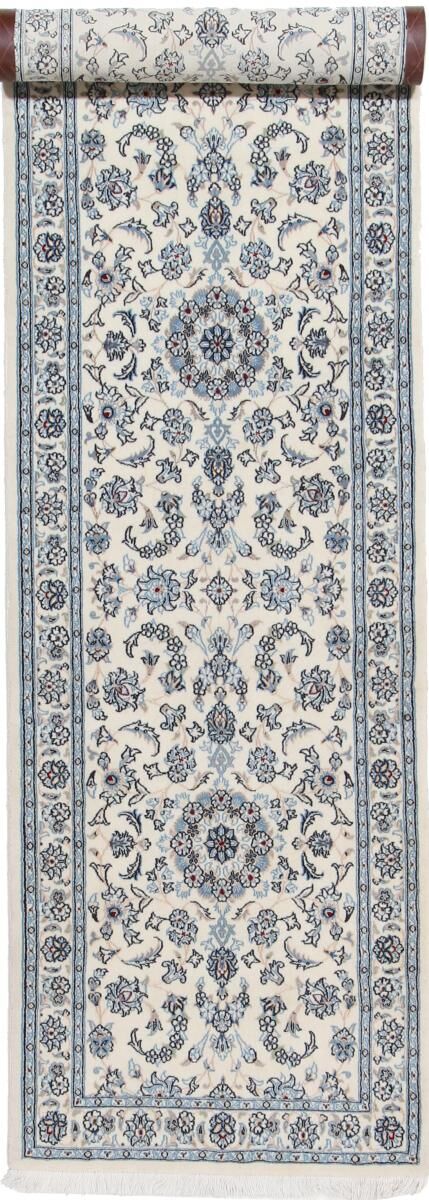 Nain Trading Orientalischer Nain 9La Teppich 306x76 Dunkelgrau/Beige (Persien/Iran, Wolle mit Seide, Handgeknüpft)