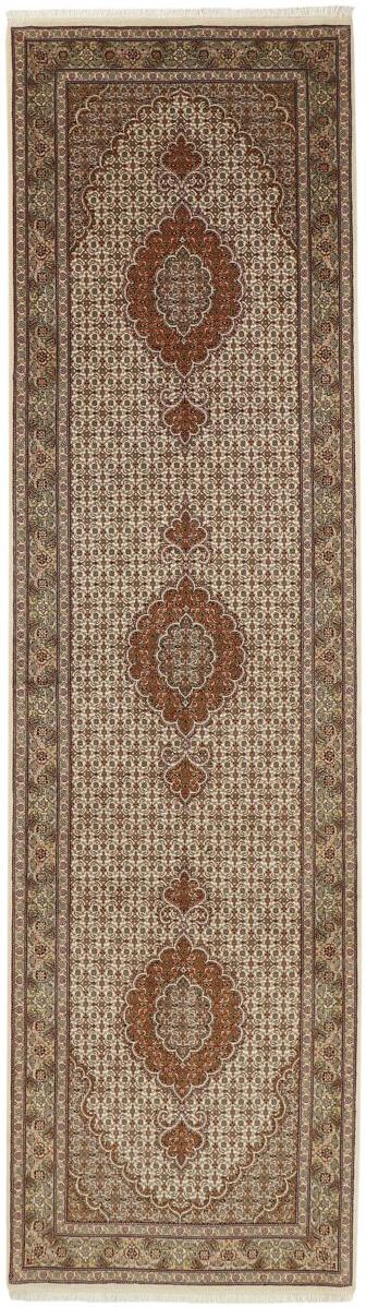 Nain Trading Handgeknüpfter Teppich Täbriz 50Raj Mahi 311x81 Läufer Beige/Dunkelbraun (Wolle mit Seide, Persien/Iran)