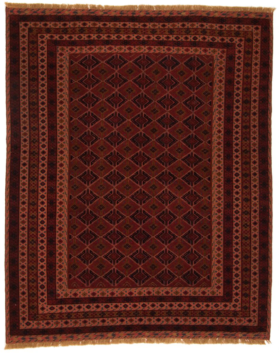 Nain Trading Orientteppich Kelim Nimbaft 191x154 Dunkelbraun/Rost (Afghanistan, Handgeknüpft, Wolle)