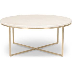 NV GALLERY Couchtisch GISELLE - Couchtisch, beiger Marmor & Messing, Ø80 - Beige / Gold