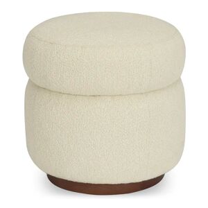 NV GALLERY Hocker MOSSO - Pouf, Bouclé Stoff in Weiß, H42 - Weiß / Braun