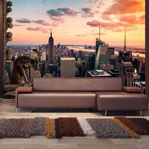 Artgeist Selbstklebende Fototapete - New York: The skyscrapers and sunset