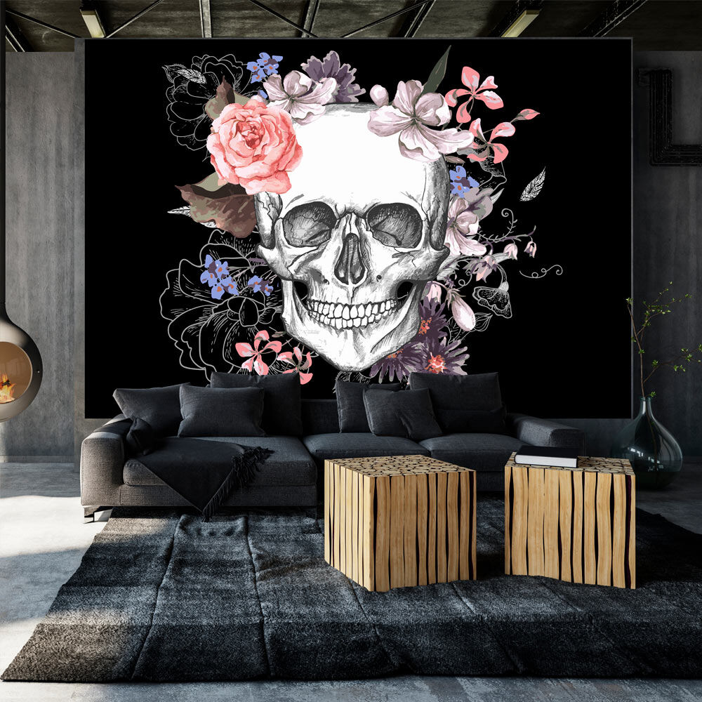 Artgeist Fototapete - Skull and Flowers