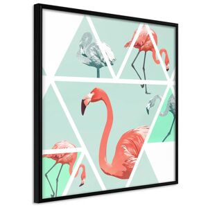 Artgeist Poster - Tropical Mosaic with Flamingos (Square)