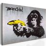 Artgeist Wandbild - Halt oder der Affe schießt! (Banksy)
