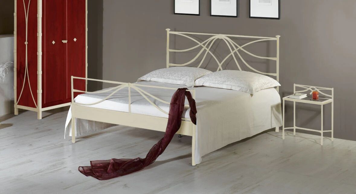 ART Bett Arica Metallbett Eisen 90x200 cm creme