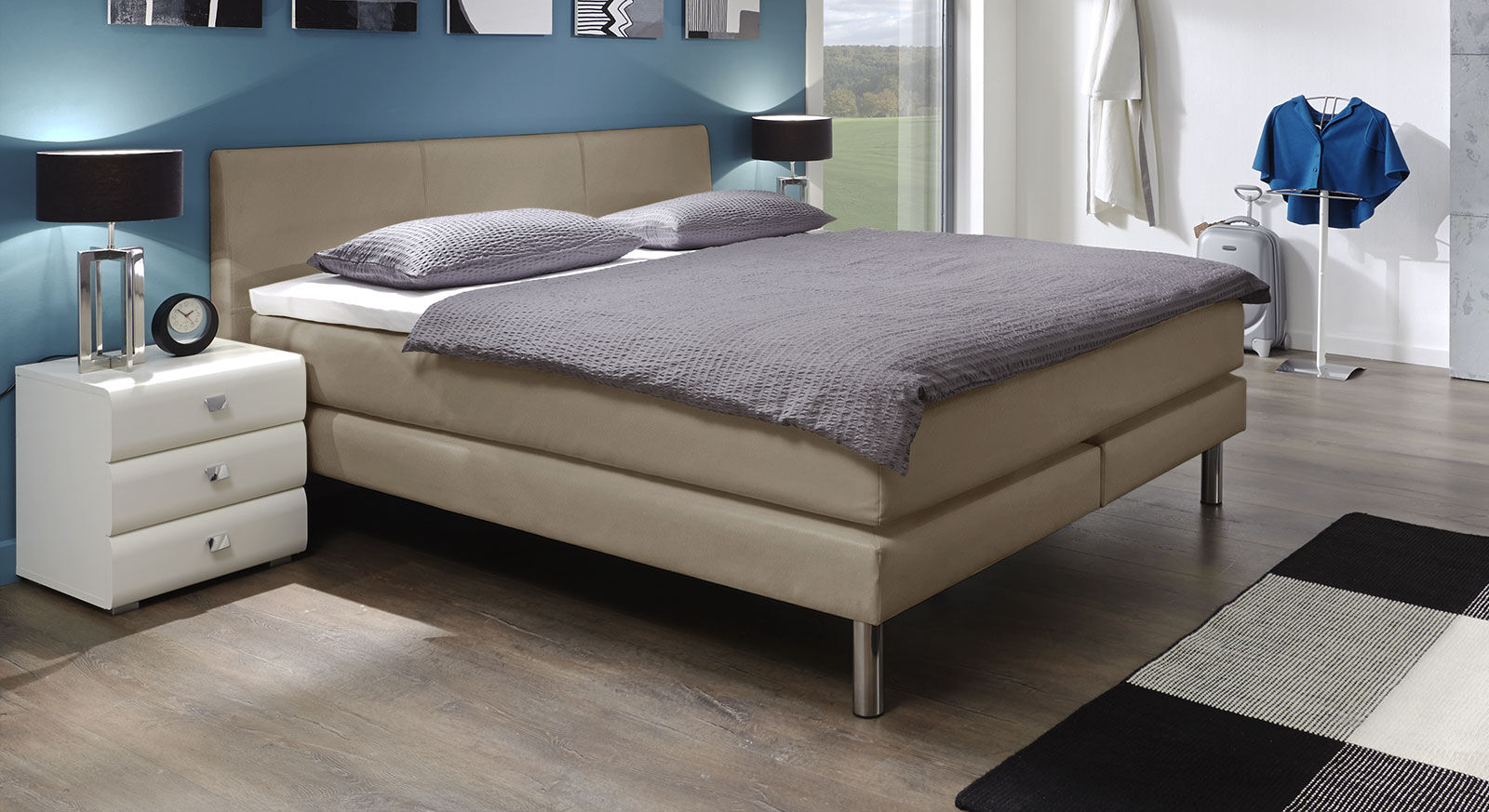 Hasena Boxspringbett Asturina Boxspringbett 90x200 cm beige XXL  - H3 bis 120kg